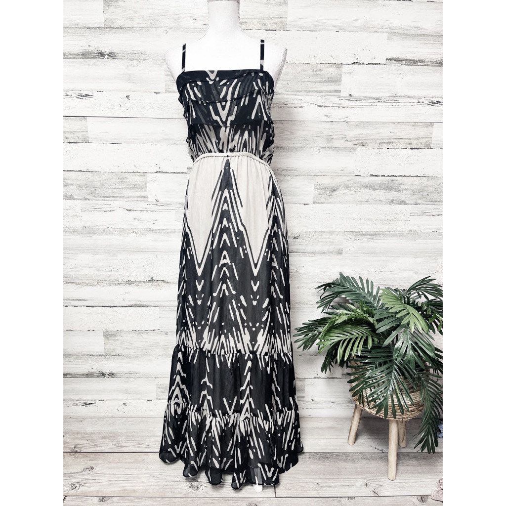 Express Black And Beige Small Sleeveless Long Maxi Dress
